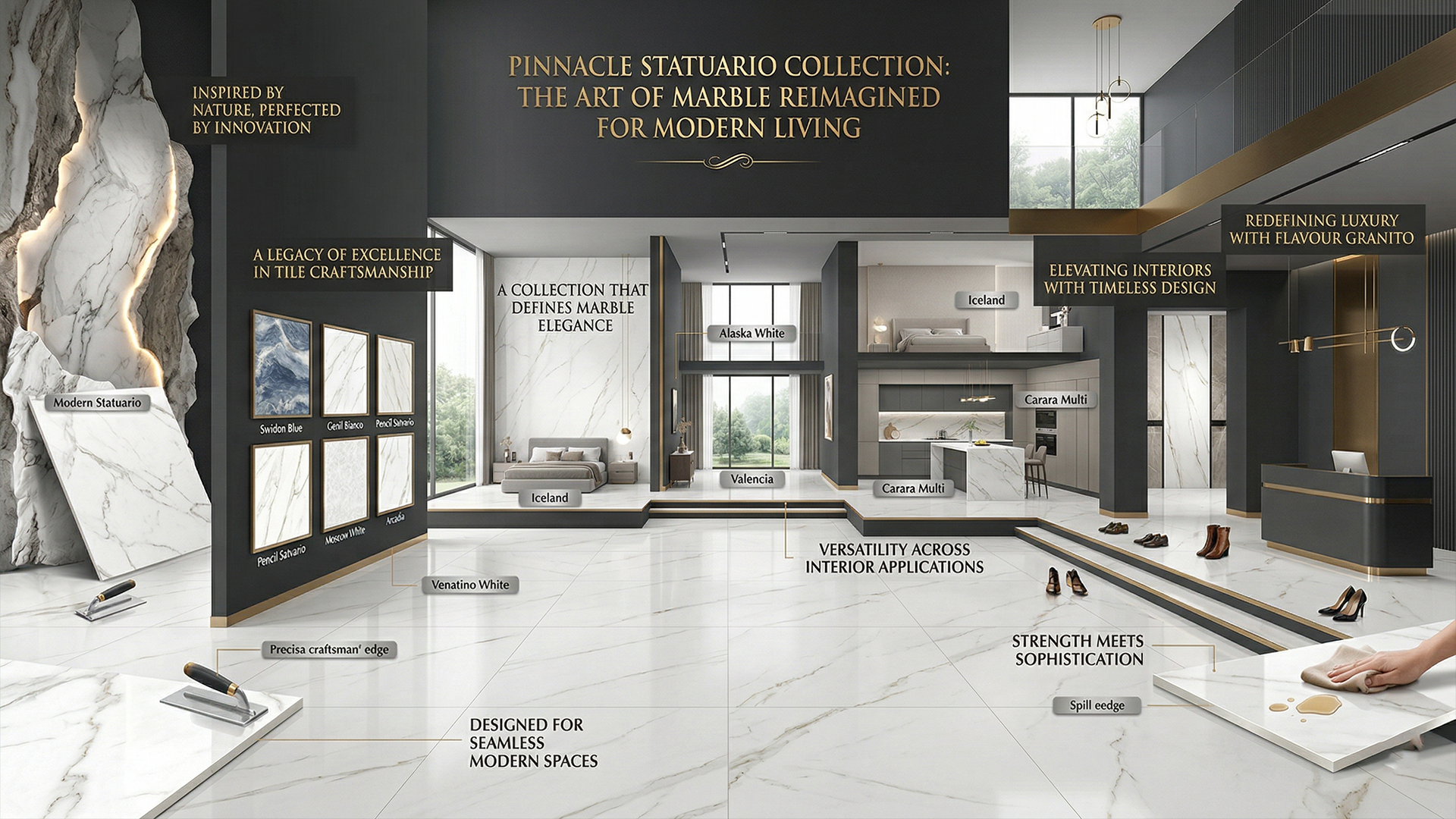 Marble Look Tiles for Modern Homes – Pinnacle Statuario Collection